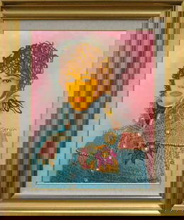 William Verdult Original oil on board Kings and Queens series bejewelled: William Verdult Original oil on board Kings and Queens series Bejeweled 30x24 inches image size on board bejeweled Hand signed one of kind original Custom framed and includes certificate From his King