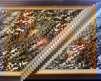 William Verdult original oil with collage on canvas: William Verdult original on paper Verdult on paper 22 x 28 image Hand signed by the artist One of a kind original Includes documentation Custom framed