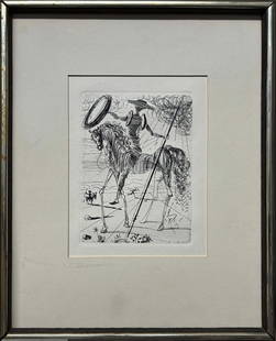 Salvador Dali Don Quixote Etching.: Salvador Dali Vintage Etching Plate signed.