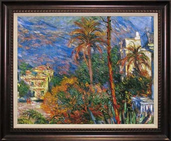 Claude Monet Villas at Bourdighera after Monet Hand Embellished on canvas landscape