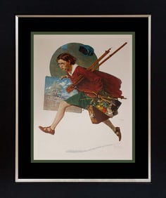 Norman Rockwell Lithograph Wet Paint