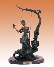 Louis Icart Bronze Sculpture The Swing after Louis Icart
