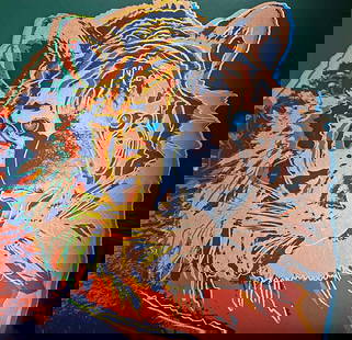 Andy Warhol Screenprint Serigraph Siberian Tiger 1983 from the Endangered Species Suite: Andy Warhol Siberian Tiger. Serigraph Screenprint and Colophon. 1983. 38x38 inches approx. Includes Certificate of Authenticity. This working trial proof was made outside the regular edition during th