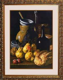 Luis Melendez Stilllife with Pears Limited Edition Hand embellished on canvas