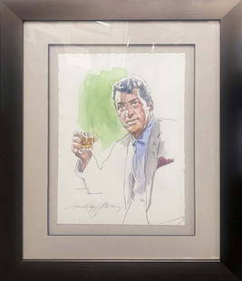Dean Martin Original mixed media on paper David Lloyd Glover: Mixed media original on paper David Lloyd Glover Hand signed by the artist. On canvas image size Approx image size 18x24 inches Custom framed and includes certificate This work was purchased directly