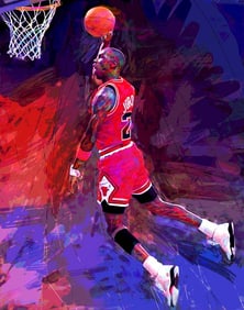 Michael Jordan Chicago Bulls Hand embellished on canvas by David Lloyd Glover