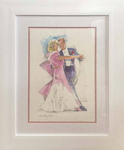 Fred Astair and Ginger Rogers Original mixed media on paper by David Lloyd Glover: Fred Astair and Ginger Rogers Mixed Media mixed media original on paper David Lloyd Glover One of a kind. Hand signed by the artist. On canvas. Approx image size 22x18 inches Custom framed and include