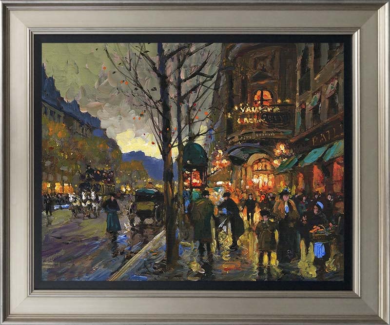 Michael Schofield Hand embellished canvas Paris: Michael Schofield Hand embellished acrylic and ink on canvas. Approx. 18 x 24 image. Custom framed and hand signed by the artist. Includes certificates. This work was purchased directly from the artis