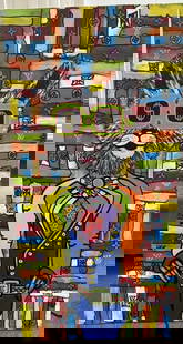 Cool Cat In Style: Original on canvas by Art Chorny Hand signed by the artist. One of a kind original. Includes certificate of authenticity Custom Framed. Approx 30x16 inches.