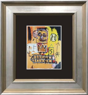 Jean Michel Basquiat Color Plate Lithograph: Jean Michel Basquiat. Lithograph from 1991. Custom framed. Approx 20x24 inches. Includes certificate of authenticity. Jean-Michel Basquiat was born in 1960 and died in 1988 and was an American artist,