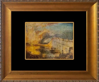 Turner Color Plate Lithograph after Turner The Burning Houses of Parliament from 1957