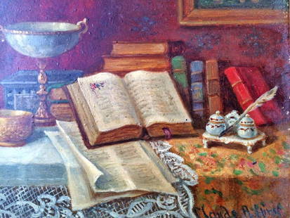 Claude Raguet Original Oil on canvas Still Life 1890: Claude Raguet Original Oil on canvas Still LifeArtist: Claude Raguet Hirst (1855 -1942) American Painter of Still LifeCategory: PaintingMedium: Oil/canvasDate of creation: CIRCA 1890Distinguishing mar
