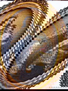 OLD EUROPEAN Oil PAINTING VIRGIN SIGNED Wanda CIRCA 1900: OLD EUROPEAN PAINTING / CELLULOID VIRGIN SIGNED CIRCA 1900Artist: WandaTechnique: Oil on canvasCondition: Very Good. Minimal agingDimensions Framed: 30x25 cm. / 12 in x 10 inDimensions unframed: 18x12
