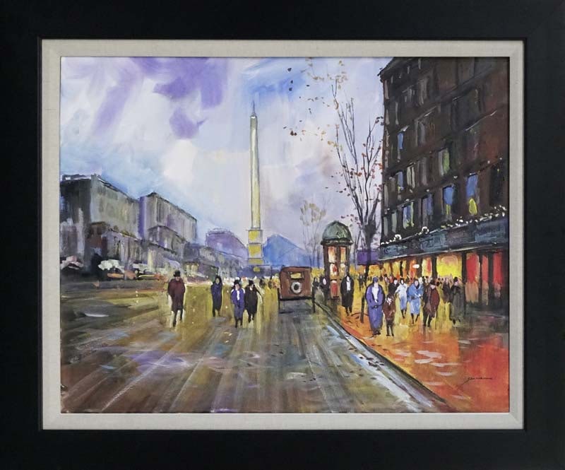 Michael Schofield hand embellished on canvas Paris: Michael Schoefield hand embellished on Canvas. Approx 30 x 26 inches. Custom framed. Includes certificate of authenticity. Hand signed by the artist. Landscape. This work was purchased directly from t