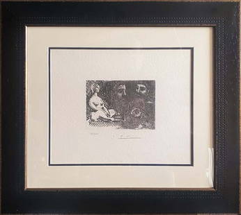 Pablo Picasso lithograph with museum official stamp limited edition of 300 numbered: Pablo Picasso Lithograph from 1990-1992 Suite Vollard. Authorized by the Picasso Family. Each piece is numbered from an edition of 300, and includes the museum stamp on the back with the reference num