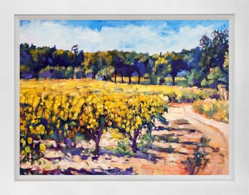 Napa Vineyard Harvest Mixed Meda Original on canvas by David Lloyd Glover