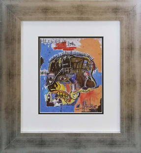 Jean -Michel Basquiat Art Print: Jean Michel Basquiat Color Plate Lithograph from 1984. Approx 22x20 inches. Professionally framed. Includes Certificate of Authenticity.