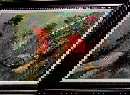 Jockeys & Horses after Edgar Degas Limited Edition ink on canvas hand embellished: After Edgar Degas-Hand Embellished Limited Edition ink on canvas-Jockeys & Horses. Approx 28 x 40 inches. The signature is in the plate. Custom framed. Includes certificate of authenticity.