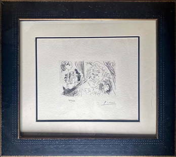 Pablo Picasso Lithograph with Museum stamp from 1956: Pablo Picasso Lithograph from 1990-1992 Suite Vollard. Authorized by the Picasso Family. Each piece is numbered from an edition of 300, and includes the museum stamp on the back with the reference num