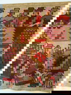 Mexican Tapestry from 1960 Hand woven wool: Mexican Tapestry from 1960 Hand woven wool. Old / Vintage Cubist Mexican Tapestry / Musicians / Circa 1960Medium: Tapestry / WoolTechnique: Hand Woven.Topic: Musicians OrchestraArtist: AnonymousOrigin