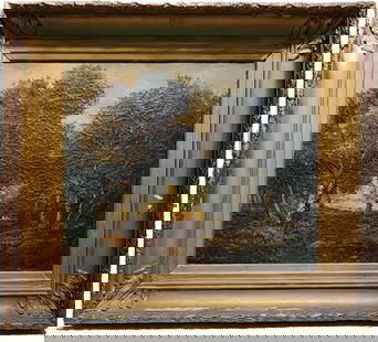 Eugene Bourgeois  OLD PAINTING BY EUGENE BOURGEOIS PEASANT WOMAN IN THE FOREST: Eugene Bourgeois OLD PAINTING BY EUGENE BOURGEOIS PEASANT WOMAN IN THE FORESTOld Painting by Eugene Bourgeois Peasant Woman in the Forestframed measurements, 76 cm (30 in) x 67cm (26 in)unframed, 56cm