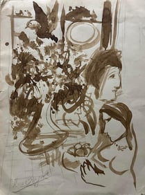 Marc Chagall firmado en el lado inferior izquierdo) Watercolor