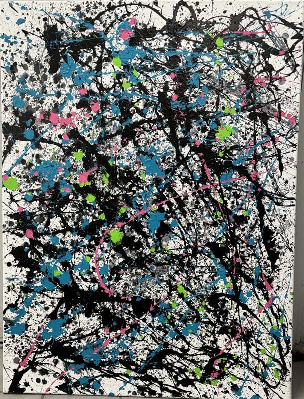 Original Absract on canvas by Michael Schofield: Original Absract on canvas by Michael Schofield Hand signed by the artist. One of a kind original. Includes certificate of authenticity. Approx 40x30 inches image size.