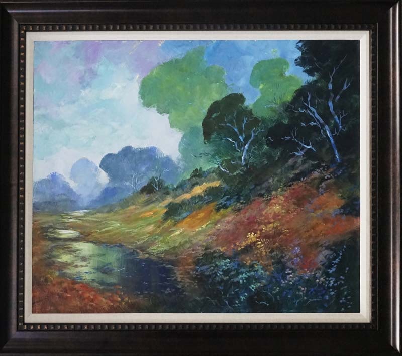 Michael Schofield original on canvas Landscape: by Michael Schofield Original on canvas. Hand signed by the artist. One of a kind original Approx 30 x 40 inches. Includes certificate of authenticity. Custom Framed This work was purchased directly f