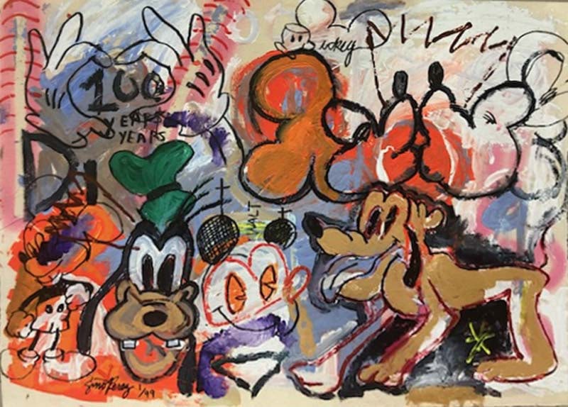 Gino Perez Limited Edition on paper Mickey and the Gang's Street Signature. Certified: Gino Perez. Hand Signed and Numbered. Mickey and the Gang Fine Art Giclee on Museum Quality Archival Paper. Deckled and Bled to the Edge. Image Size Approx 20 x 16 inches.