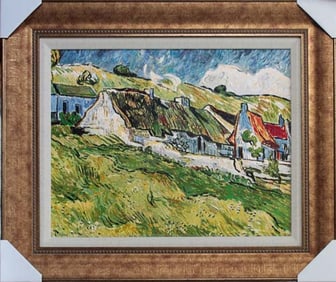 Vincent Van Gogh Hand embellished canvas landscape.