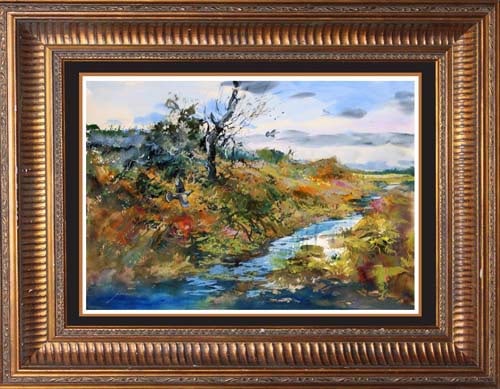 Original Watercolor Michael Schofield landscape: Original Watercolor Michael Schofield. Hand signed. One-of-a-kind original. Approx 30x22 inches. Custom framed. Includes certificate of authenticity. This work was purchased directly from the artist.