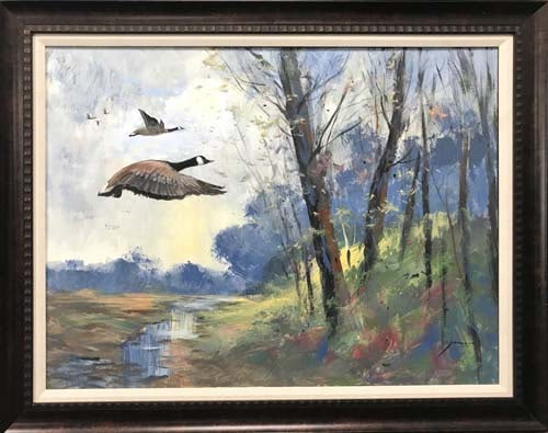 Michael Schofield Original on canvas landscape: Michael Schofield Landscape Original. Approx. 40x30 inches approx. image size. One-of-a-kind original. Hand signed by the artist. Includes certificate of authenticity. This work was purchased directly