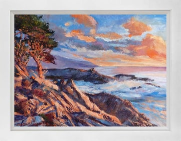 Rugged coastline Mixed Media original on canvas David Lloyd Glover