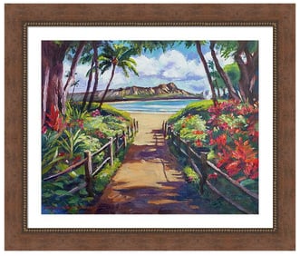 Original mixed media on canvas by David Lloyd Glover Path to Waikkee