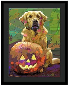 The Guardian of the Jack O Lantern by David Lloyd Glover Hand embellished canvas