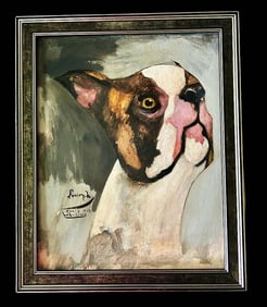 French Bull Dog Original oil hand signed on canvas Lucien