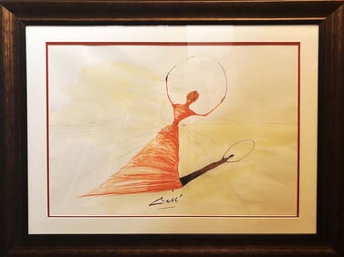 Original watercolor on paper in the manner of Salvador Dali