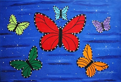 Original oil by Eddie Colaric on canvas Butterflies