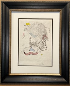 Salvador Dali Etching Hand signed and numbered. Edition of 50. Poem's Secrets nude with guitare.