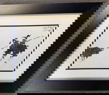 Pablo Picasso Original Lithograph from 1961: Pablo Picasso Original Lithograph from 1961. Approx 22x18 inches. Includes certificate Custom framed. From Picasso's 1959 sketchbook.