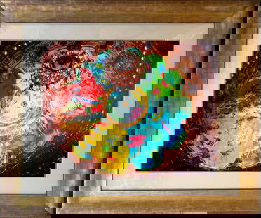 Marc Chagall Lithograph Hand signed 1975: Marc Chagall Lithograph Hand signed Paris Opera Ceiling from 1975. Paris. Approx image size 20x13 inches. Custom framed and includes certificate of authenticity.