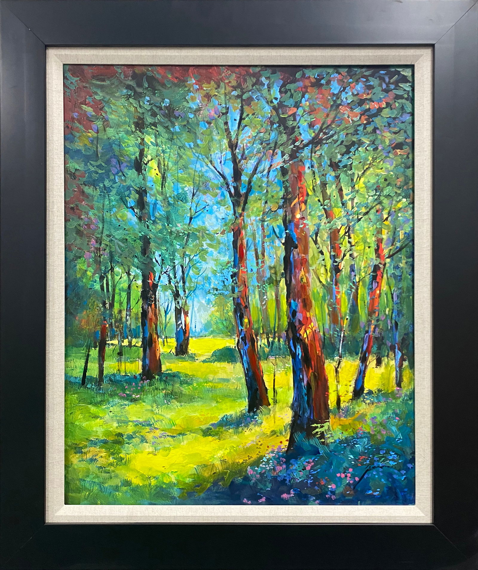 Original mixed media on canvas Michael Schofield Landscape: Michael Schofield. Original mixed media on canvas. Approx 30x24 image size in inches. Hand signed by the artist. Custom framed. Includes Certificate of Authenticity. One of a kind. This work was purch