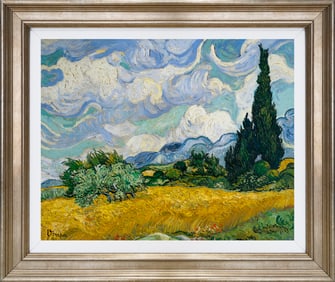 Vincent Van Gogh Wheat Field with Cypresses Limited Edition. Hand Embellished ink on Canvas