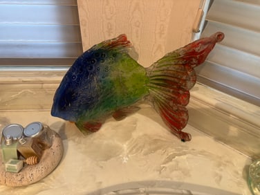 Amanda Brisbane Original Sand Casted Glass Fish Sculpture Approx 22 inches long