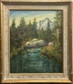 Original Vintage oil painting 1930s with original frame hand signed Barbara Ingraham