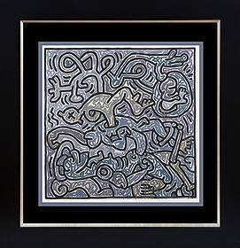 Keith Haring Lithograph Haring: Keith Haring Lithograph from 1982 Approx 24x20 inches Custom framed and includes certificate