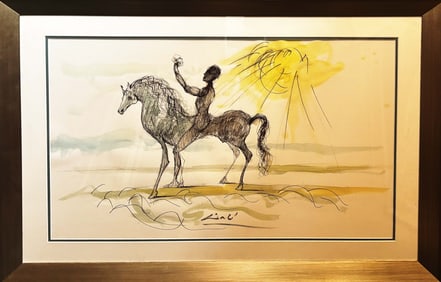 Original watercolor on paper in the manner of Salvador Dali