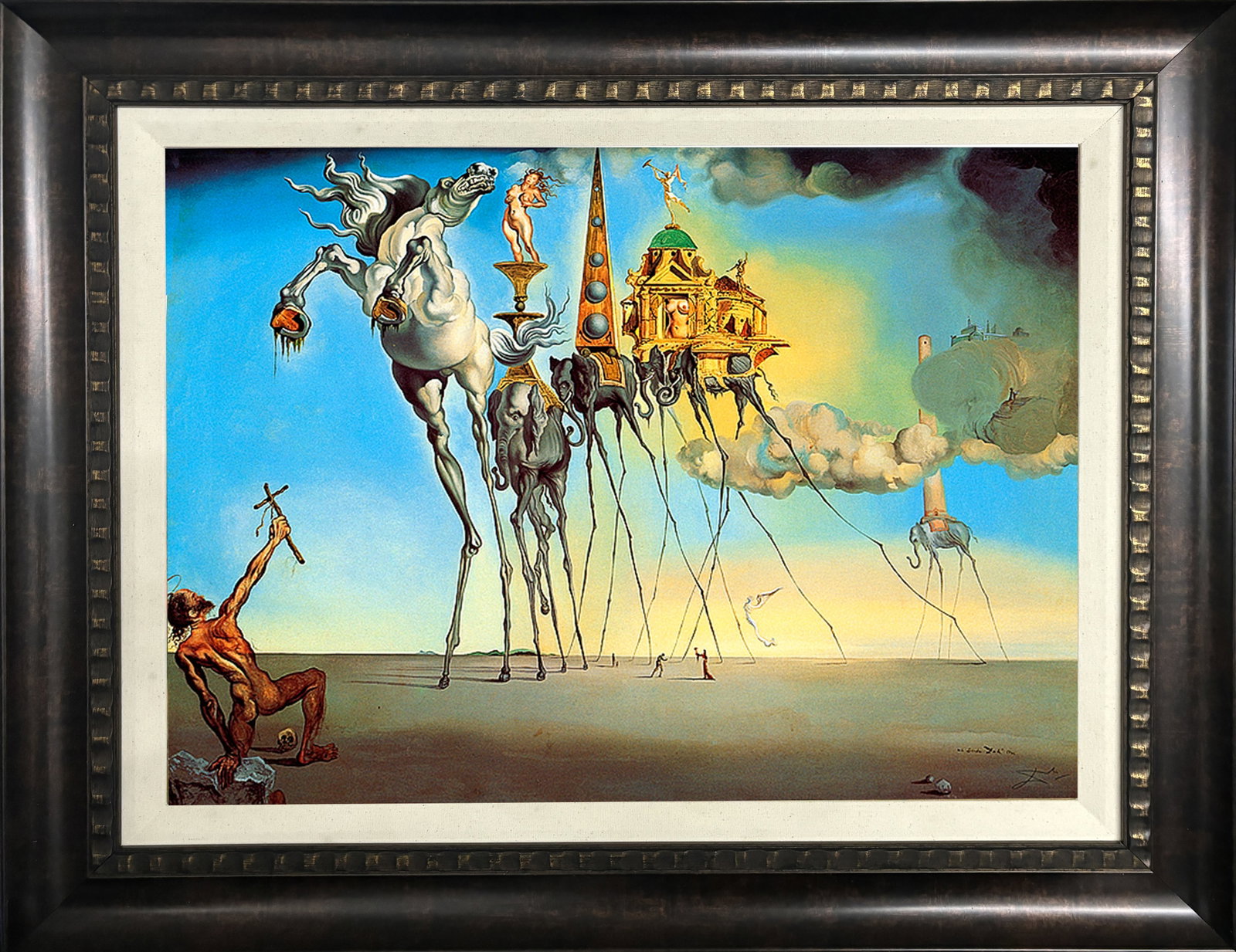 Salvador Dali Lithograph Limited Edition Temptation of St Anthony: Salvador Dali Limited Edition Lithograph. The signature is in the plate. Approx size is 30x28 inches. Includes Certificate of Authenticity.