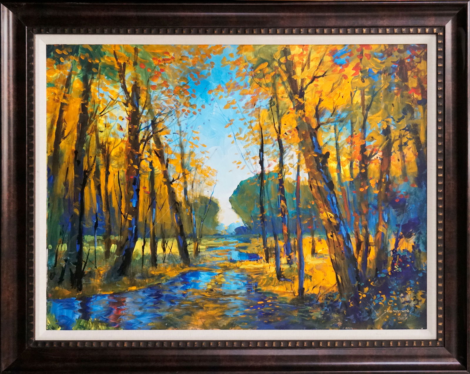 Original mixed media on canvas by Michael Schofield Landscape mmo: Original mixed media on canvas by Michael Schofield One of a kind original Hand signed by the artist. Approx. 30 x 24 inches image size. Custom framed and includes certificate of authenticity. This ar
