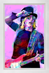 Tom Petty Top Hat Mixed Media Original on canvas by David Lloyd Glover